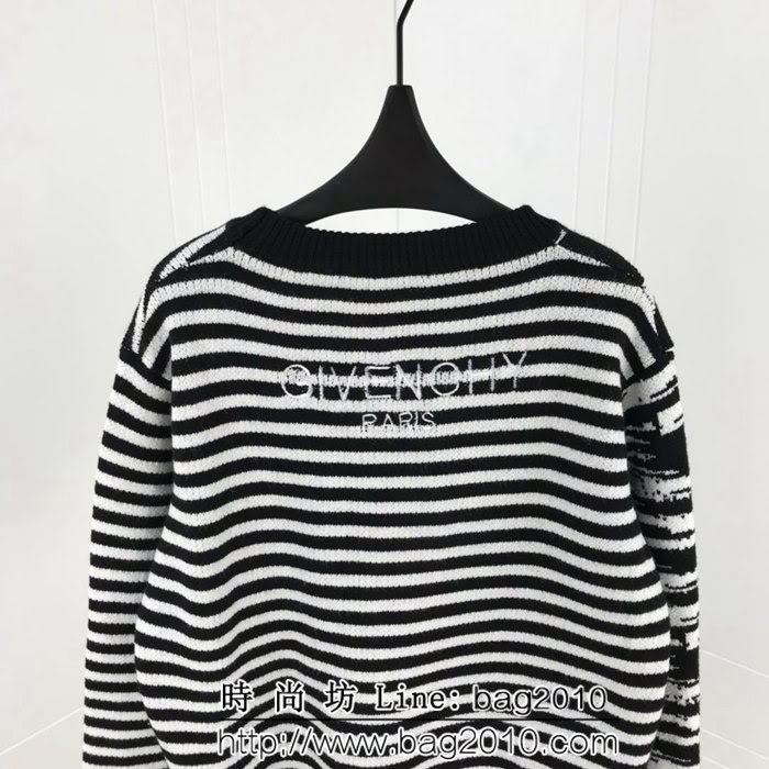 GVC紀梵希 專櫃同步 18ss秋冬新款 背後刺繡字母 條紋提花套頭毛衣 ydi1387